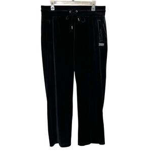 DKNY Sport Velour Black Pants Loungewear Comfy Athleisure Pockets Women M
